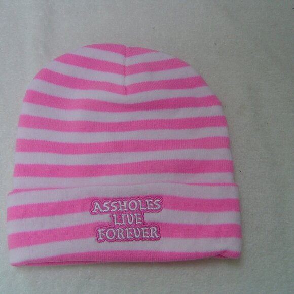 ALF PINK AND WHITE STRIPED BEANIE/WINTER HAT  NWOT'S - Picture 1 of 5